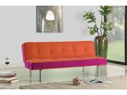 1PerfectChoice Hailey Comfort Simple Adjustable Sofa Bed Futon Flannel Fabric Color Orange Pink Metal Leg