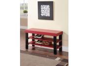 1PerfectChoice Ramzi Hallyway Entry Bench With Shoe Storage Organizer Rack 2 Layers Black Red