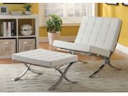 1PerfectChoice Elian Accent Chair Optional X Chrome Base Ivory PU Button Tufted Seat Model Accent Chair Only