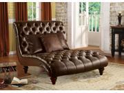 1PerfectChoice Anondale Brown PU Leather Lounge Chaise With Pillows