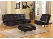 1PerfectChoice Frasier 3pc Adjustable Sofa Chair Bed Futon Couch Sleeper Ottoman Set Black PU