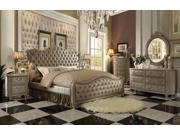 1PerfectChoice Varada Vintage Bone PU Champagne Gold Queen Bed