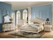 1PerfectChoice Chantelle Rose Gold PU Pearl White Queen Bed
