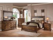 1PerfectChoice Arielle Oak Queen Panel Bed With Cream PU Headboard