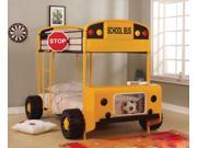 1PerfectChoice Cathie Youth Kids Twin Twin Bunk Bed Fun 3d School Bus Design Metal Yellow Black