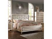 1PerfectChoice Voeville Matte Gold PU Antique White King Panel Bed