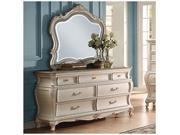 1PerfectChoice Chantelle Pearl White Granite Top Dresser And Mirror
