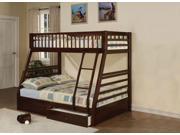 1PerfectChoice Jason Youth Kid Bedroom Convertible Twin Full Bunk Bed Bottom Drawers Espresso