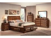 1PerfectChoice Konane Brown Cherry Storage Queen Sleigh Bed