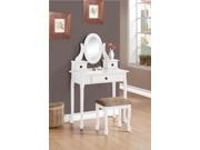 1PerfectChoice Jonas Queen Anne Style Accent Vanity Makeup Table Set Drawers Fabric Stool White