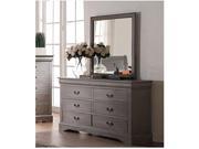 1PerfectChoice Louis Philippe Antique Gray 6 Drawer Dresser And Mirror