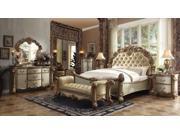 1PerfectChoice Vendome Traditional Gold Patina Bone Queen Sleigh Bed