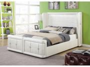 1PerfectChoice Linus White PU Leather Queen Panel Bed