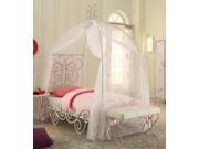 1PerfectChoice Priya Youth Bedroom Twin Canopy Bed White Purple Metal Frame Butterfly
