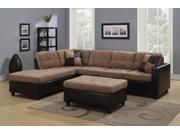 1PerfectChoice Mallory Living Room Reversible Sectional Sofa Tan Microfiber PU Leather Base