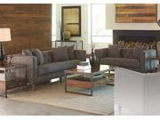 1PerfectChoice Ellery Industrial Sofa Set Couch Loveseat Grey Tweed like Tufted Seat Pillows