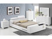 1PerfectChoice Layla 4PCS White PU King Storage Bedroom Set