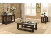 1PerfectChoice Brown Black 3 Pcs Tempered Glass Top Metal Coffee Table Set