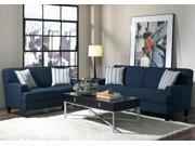 1PerfectChoice Finley 2 Pc Living Room Sofa Couch Loveseat Set Ink Blue Linen like Fabric Wood