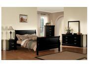 1PerfectChoice Louis Philippe 4PCS Black Queen Sleigh Bedroom Set
