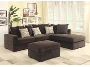 1PerfectChoice Olson Sectional Sofa Reversible Chaise Storage Ottoman Chocolate Upholstered