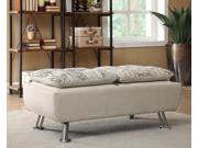 1PerfectChoice Kay Oatmeal Ottoman With Serving Trays And Script Pattern