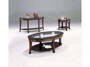 1PerfectChoice 3 Pieces Cappuccino Simpson Round Glass Top Coffee Table Set