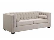 1PerfectChoice Cairns Modern Tufted Back Oatmeal Microvelvet Type 3 Seater Sofa