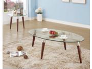 1PerfectChoice 2 Pieces Nickel Glass Top Oak Legs Round Coffee Table Set