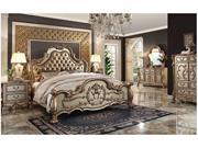 1PerfectChoice Dresden 4PCS Gold Patina Bone King Sleigh Bedroom Set