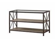 1PerfectChoice Black Brush Gold Sofa Table With Wood Shelf
