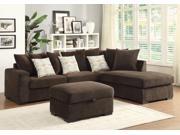 1PerfectChoice Olson Sectional Sofa Reversible Chaise Storage Ottoman Chocolate Upholstered