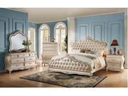 1PerfectChoice Chantelle 4PCS Rose Gold PU Pearl White King Bedroom Set