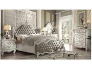 1PerfectChoice Versailles 4PCS Gray PU White Queen Sleigh Bedroom Set