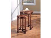 1PerfectChoice 2 Pieces Living Room Accent Round Nesting Tables Chair Side Snack Stand Cherry