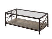 1PerfectChoice Black Brush Gold Coffee Table With Wood Shelf