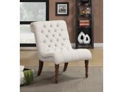 1PerfectChoice Modern Accent Chair Button Tufting Seat Oatmeal Linen Like Fabric Wooden Legs
