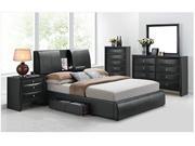 1PerfectChoice Kofi 4PCS Black PU Storage Queen Bedroom Set