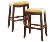 1PerfectChoice Delta Set Of 2 Barstool 30 H High Bar Saddle Stool Chair Yellow PU Naihead Trim