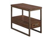 1PerfectChoice Ellery Brown Wood Metal Lower Shelf Storage Drawers Chairside Table