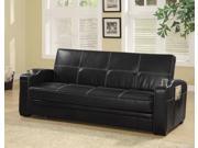 1PerfectChoice Contemporary Living Room Pull Out Sleeper Sofa Bed Futon Bed Black Faux Leather