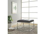 1PerfectChoice Contemporary Tufted PU Seating Ottoman Footstool Chrome Base Charcoal