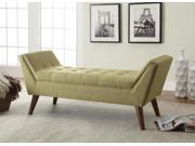 1PerfectChoice Mid Century Upholstered Tufted Seat Bench Ottoman Soft Green Linen like Fabric