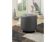 1PerfectChoice Modern Accent Swivel Ottoman Footstool Leatherette Tufted Seat Chrome Base Color Gray