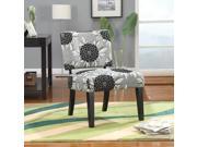 1PerfectChoice Grey Flowers Pattern Accent Armless Over Size Seat Chair Black Legs Upholstery