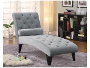1PerfectChoice Gray Velour Button Tufted Chaise