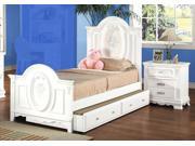 1PerfectChoice Flora Youth Girl Twin Bed Nightstand Bedroom Set Floral Decor Solid Wood White