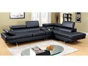 1PerfectChoice Kemi L Shaped Sectional Sofa Gas Lift Headrests Bonded Leather Storage Console Black