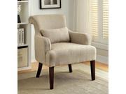 1PerfectChoice Agalva Contemporary Accent Chair Flared Scroll Back Padded Fabric Nailhead Trim Belge