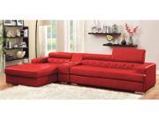 1PerfectChoice Floria L Shaped Sectional Sofa Bonded Leather Lift Headrest Console Bluetooth Red